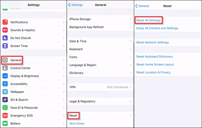 reset iphone all settings