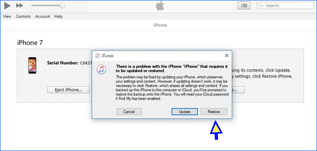 restore iPhone from recovery mode