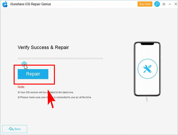 click Repair to fix iPhone issue