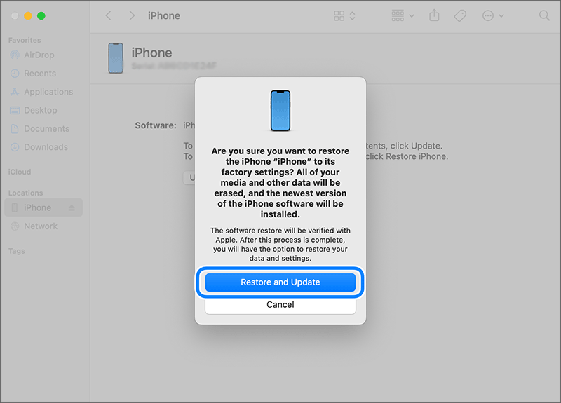 confirm restore iPhone