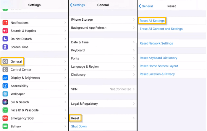 reset all iphone settings