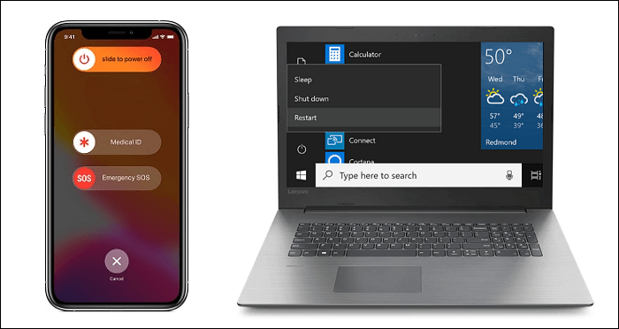 restart iphone and pc