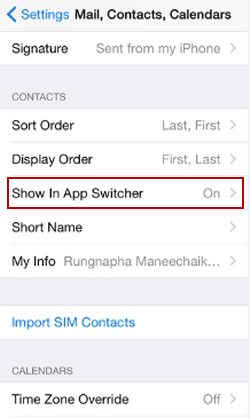 click show in app switcher