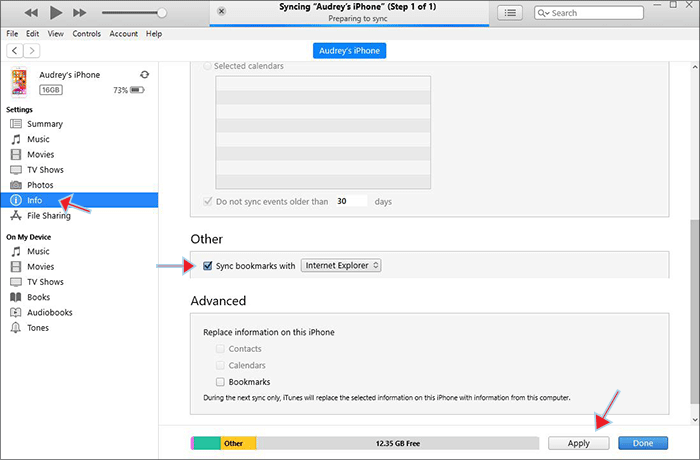 sync iPhone Safari bookmarks to Internet Explorer