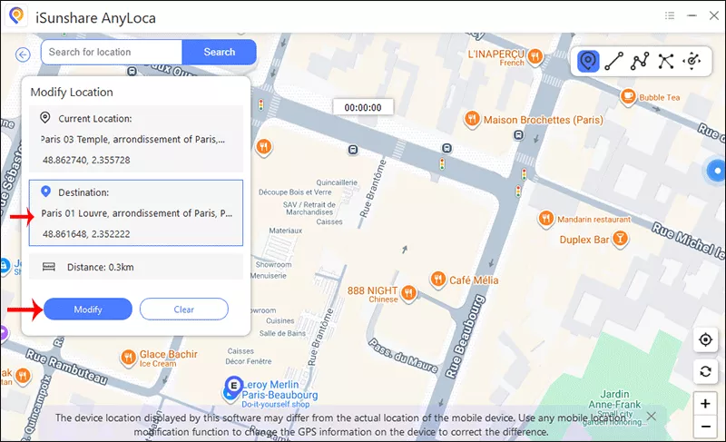 change iphone location in AnyLoca
