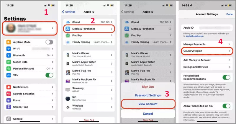 change iphone region or country