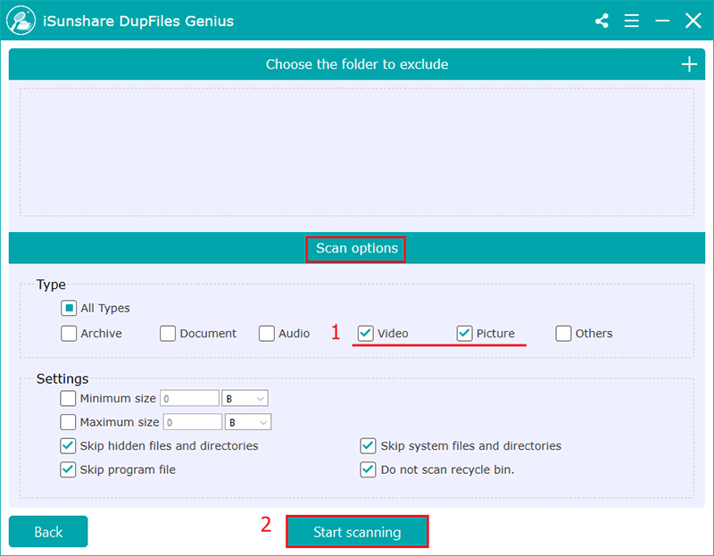 click start scanning