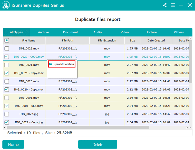 open file location