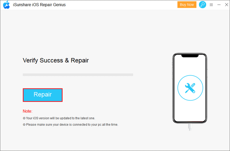 click the repair button