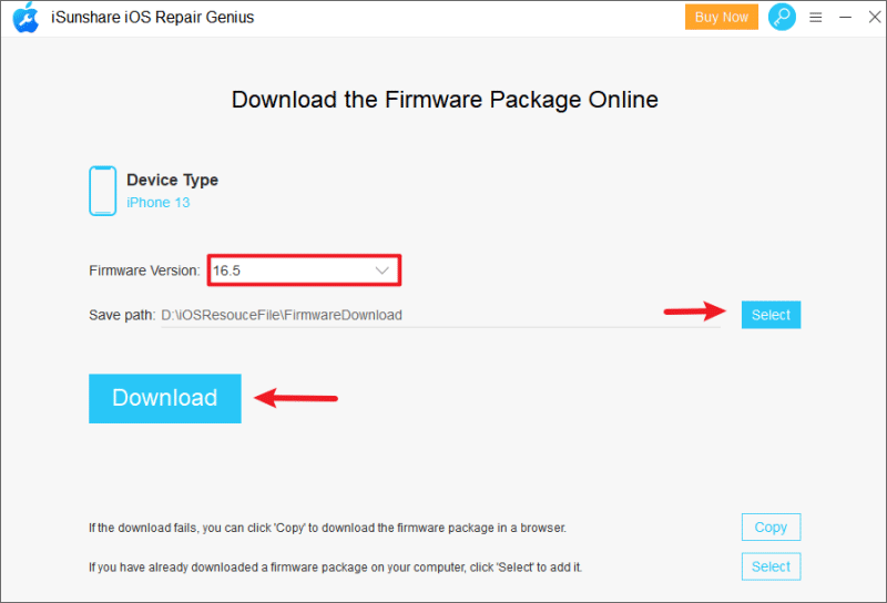 download the firmware package