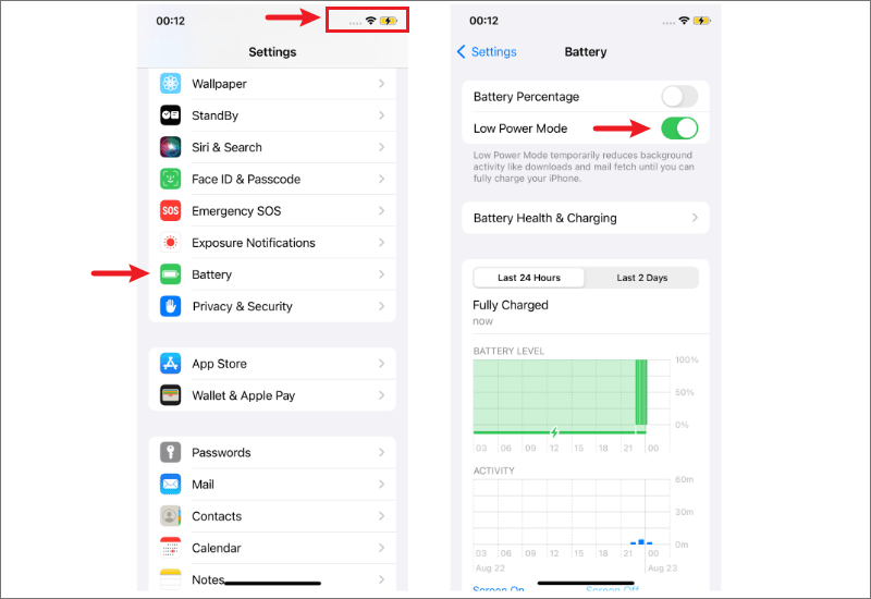 turn off low power mode