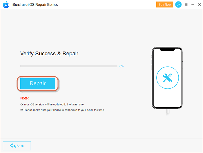 click repair to fix ios