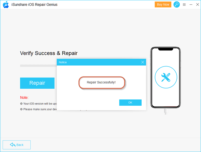 successfully repair ios