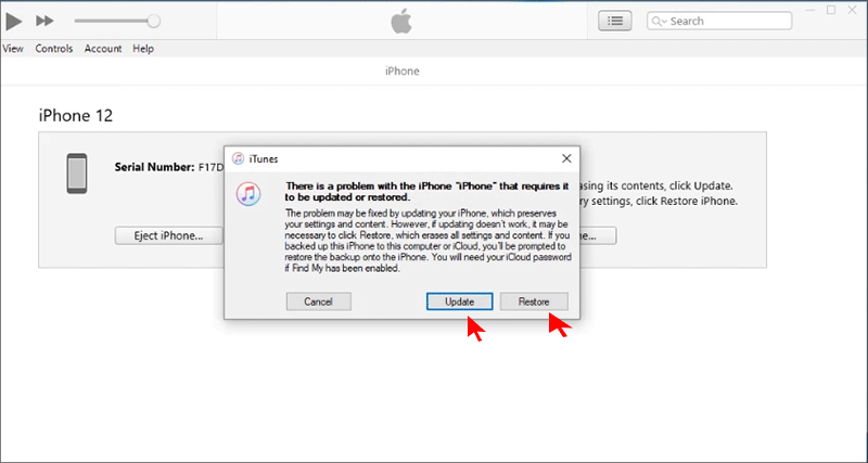 restore iphone in itunes