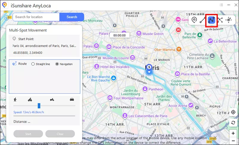 choose Multi-spot movement