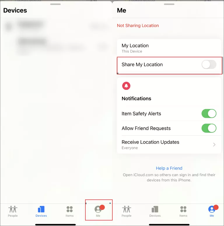 disable share location