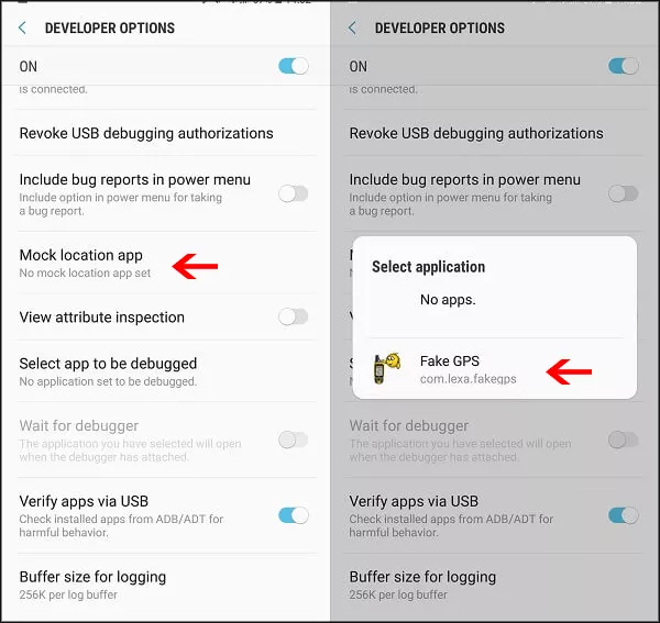 choose Fake GPS as mock location app