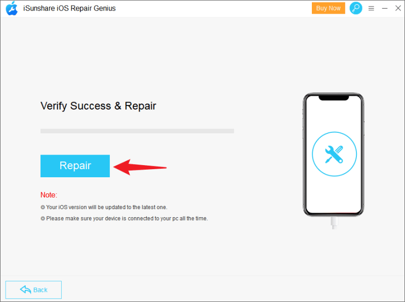 click repair button