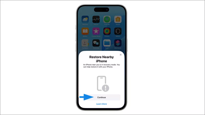 restore nearby iPhone in recovery mode