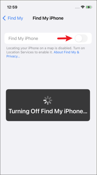 turn off find my iphone