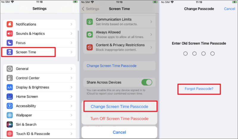 reset screen time passcode with apple id