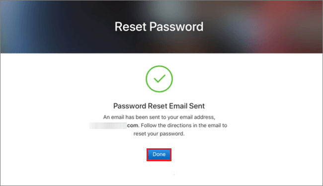password reset email sent