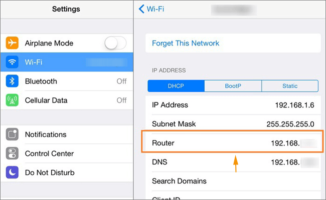 copy the router ip address