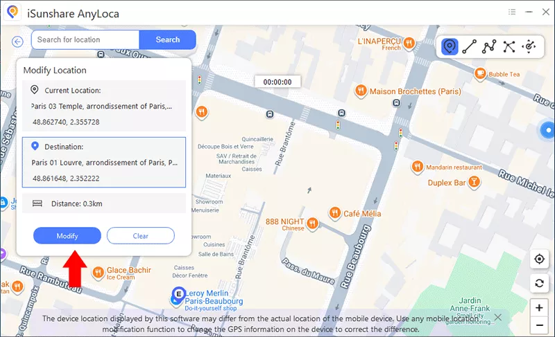 choose new location to change