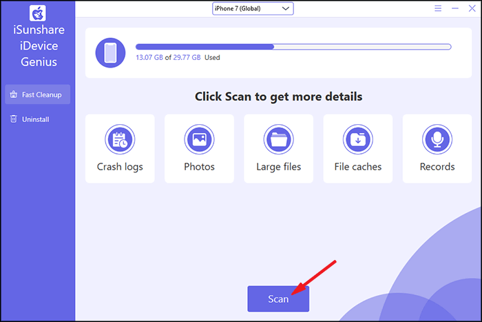 click scan to start scanning files