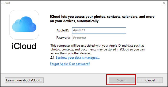 sign in icloud