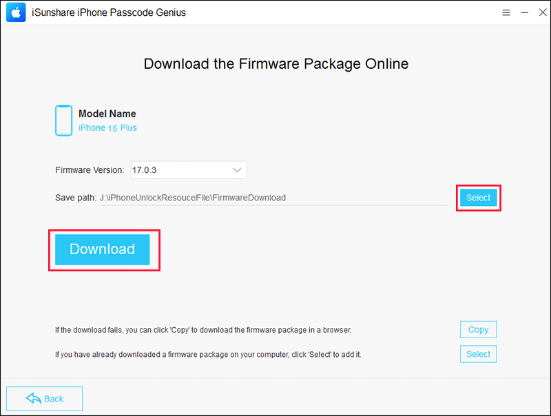Download firmware package