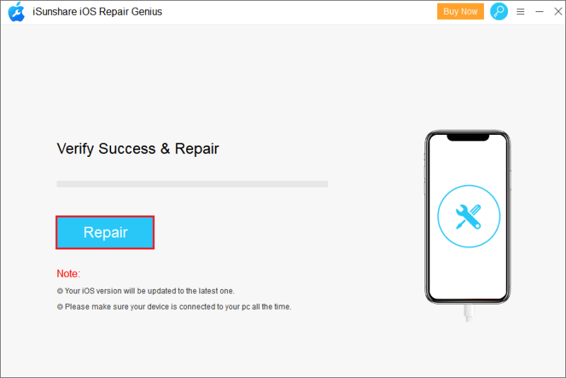 click the repair button