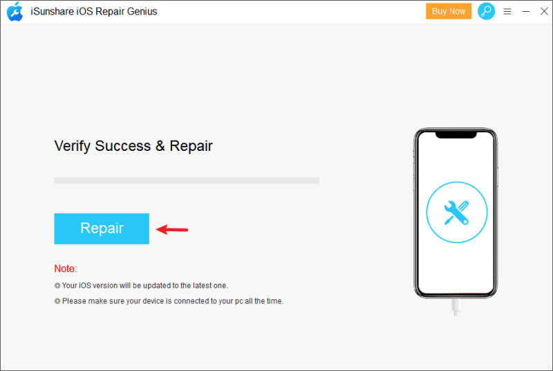 click repair button