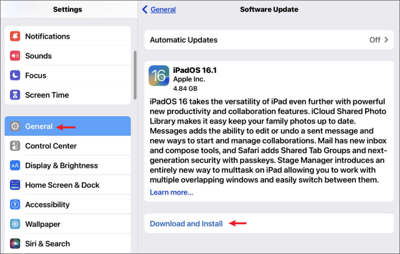 Update iPadOS Software