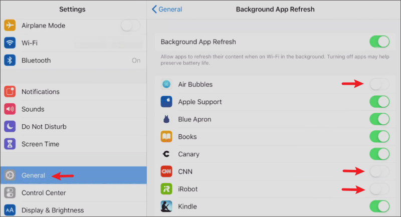 Turn OFF Background App Refresh