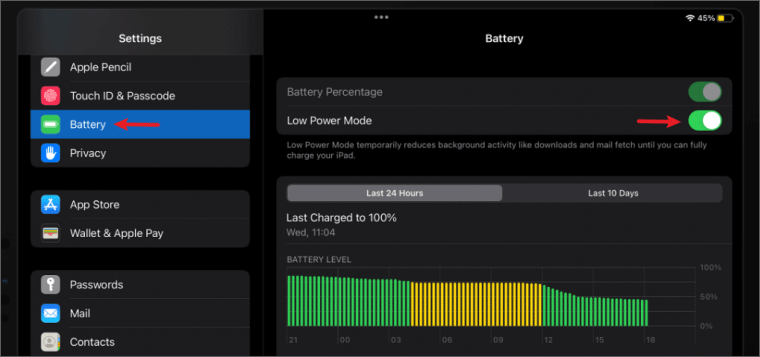 turn on Low Battery Mode