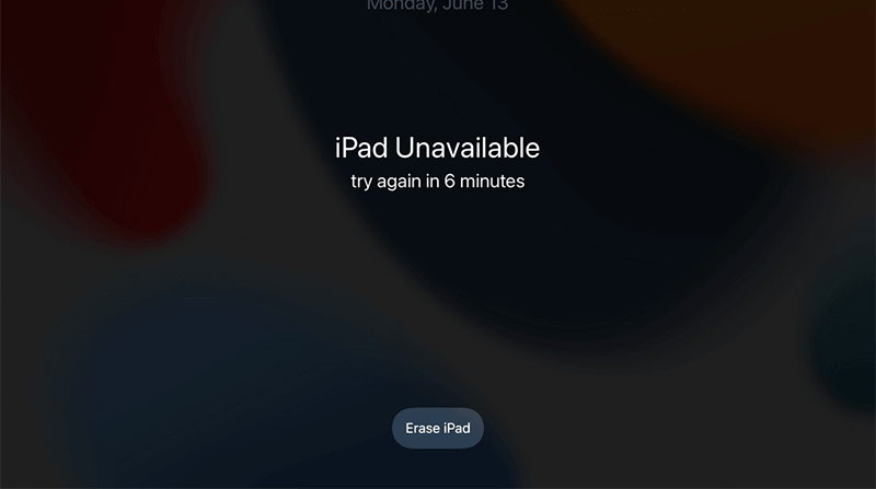 iPad unavailable screen