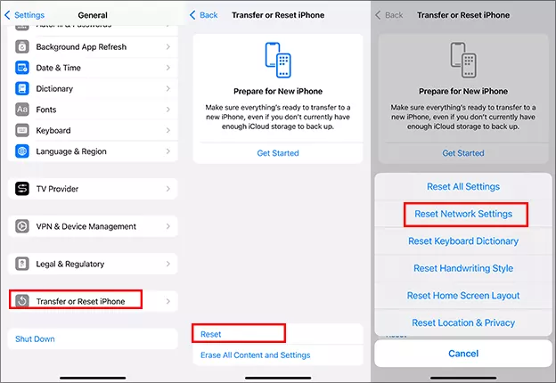 tap Reset network settings