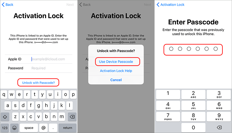 unlock Activation lock with device passcode