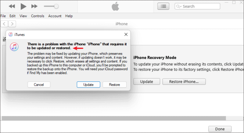 update or restore iPhone