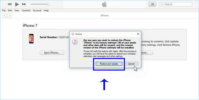 click Restore and Update