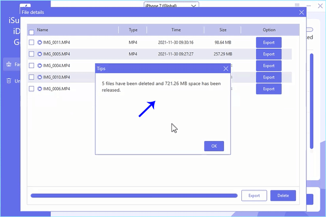 delete large files successfully