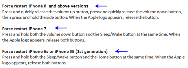 force restart iPhone