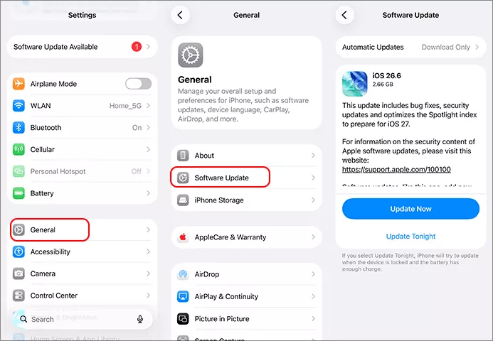 check for iOS update