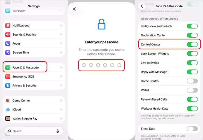 enable Allow access when locked
