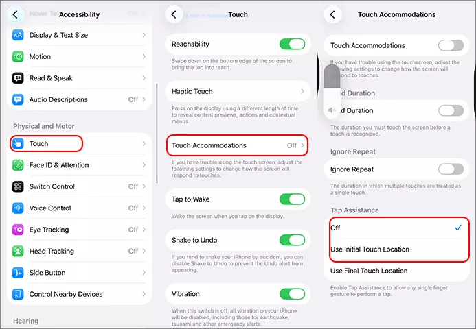 disable Touch Accommodations