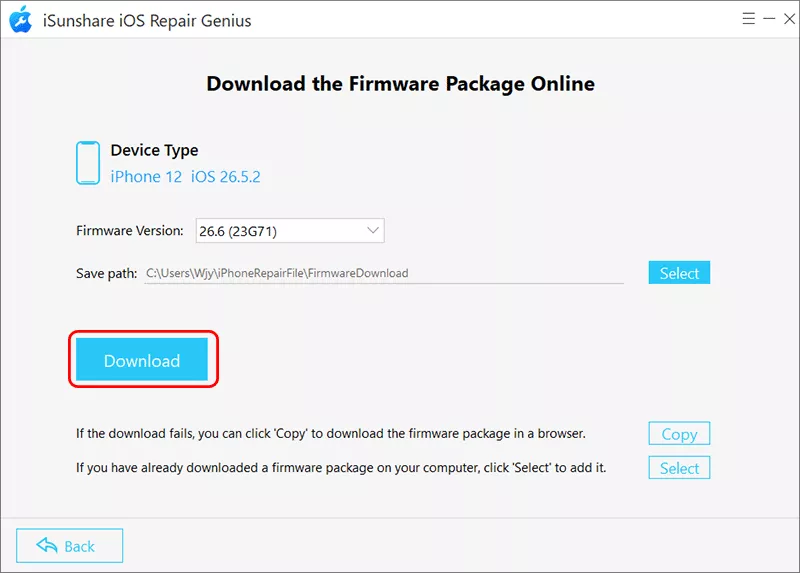 download matching firmware