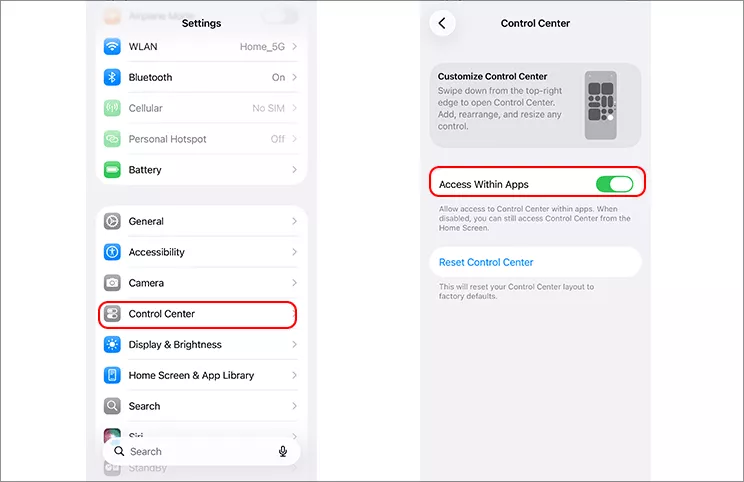 enable access within apps