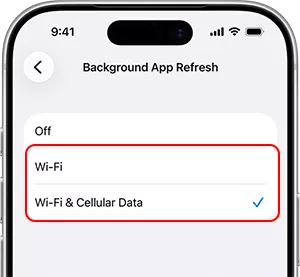 turn on Background App Refresh