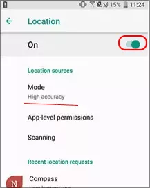 turn on locaton Android